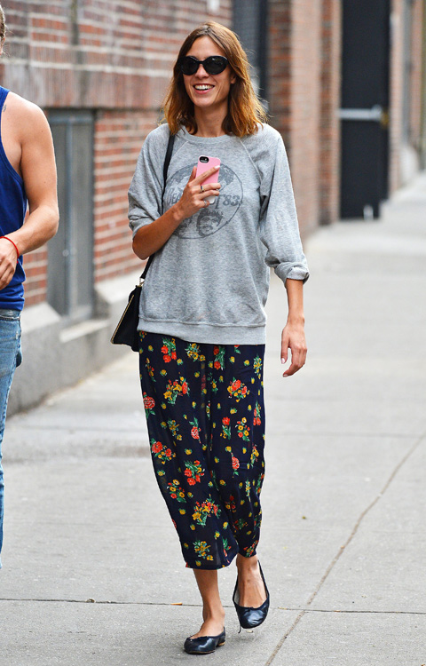 Alexa Chung dresses down as she seen out in SoHo with a friend